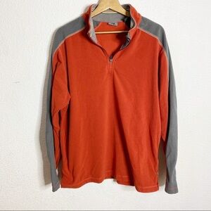 REI- Men’s Orange/Grey Fleece Quarter Zip Size M